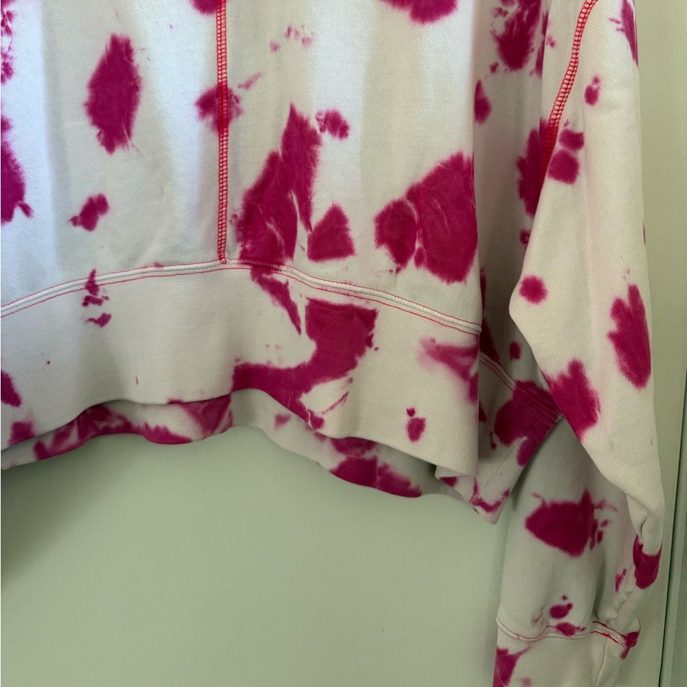 Nike Pink and White Tie-Dye Oversized Cropped Crew, Size XS - Picture 4 of 6